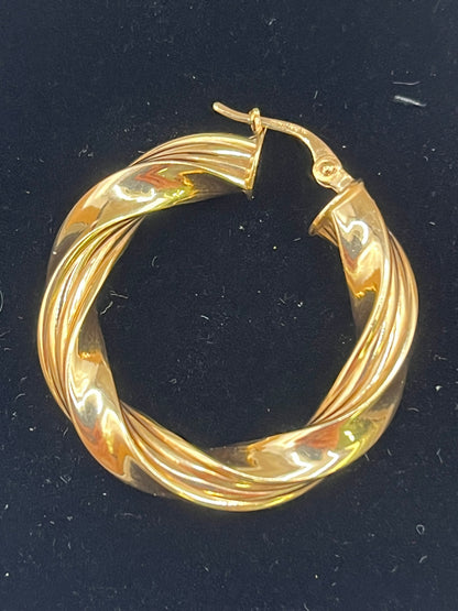 9ct Yellow Gold Twisted Rope Hoop Earrings