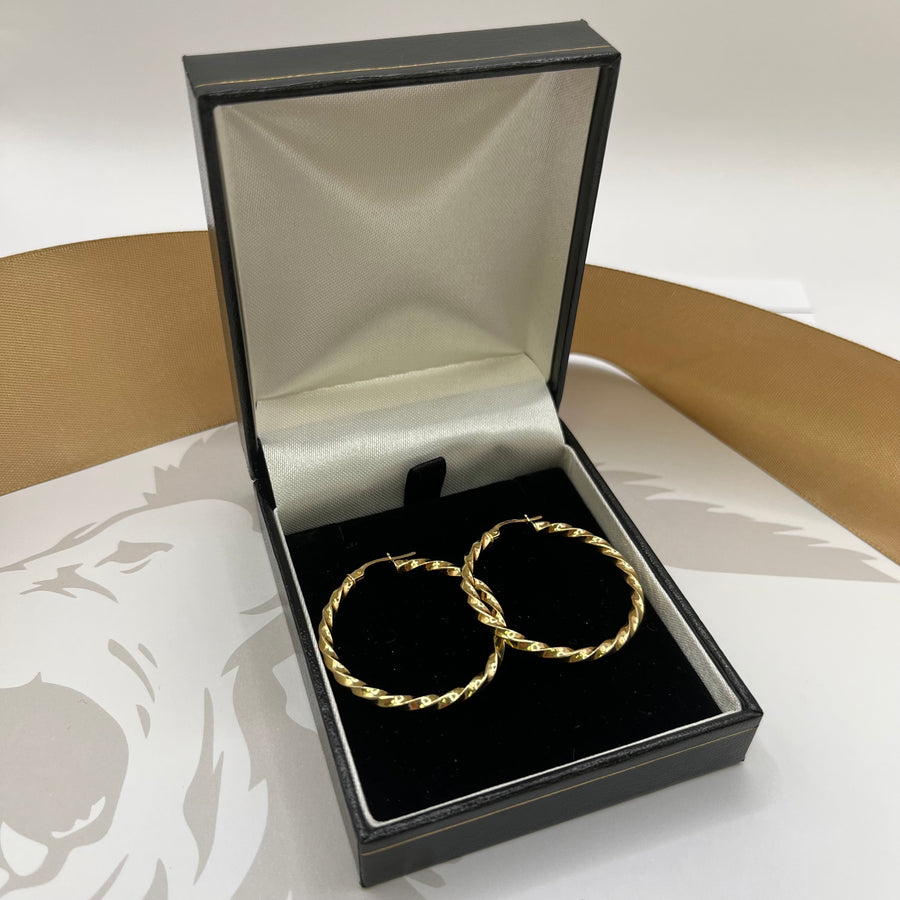 9ct Yellow Gold Spiral Hoop Earrings