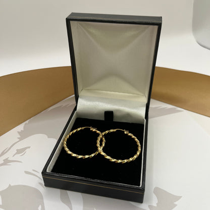 9ct Yellow Gold Spiral Hoop Earrings