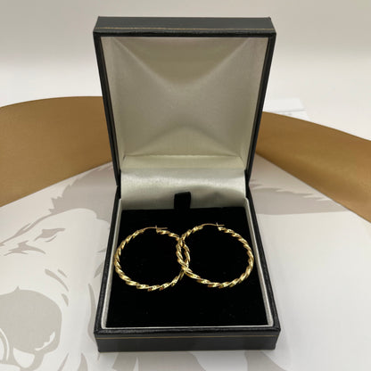 9ct Yellow Gold Spiral Hoop Earrings