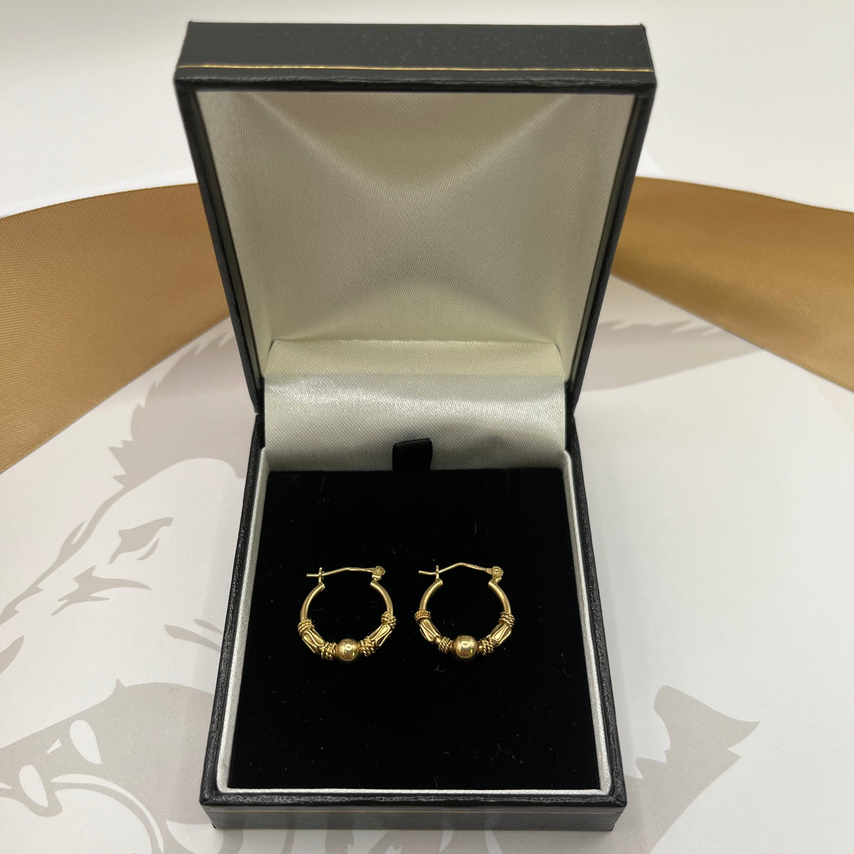 9ct Yellow Gold Rope Hoop Earrings