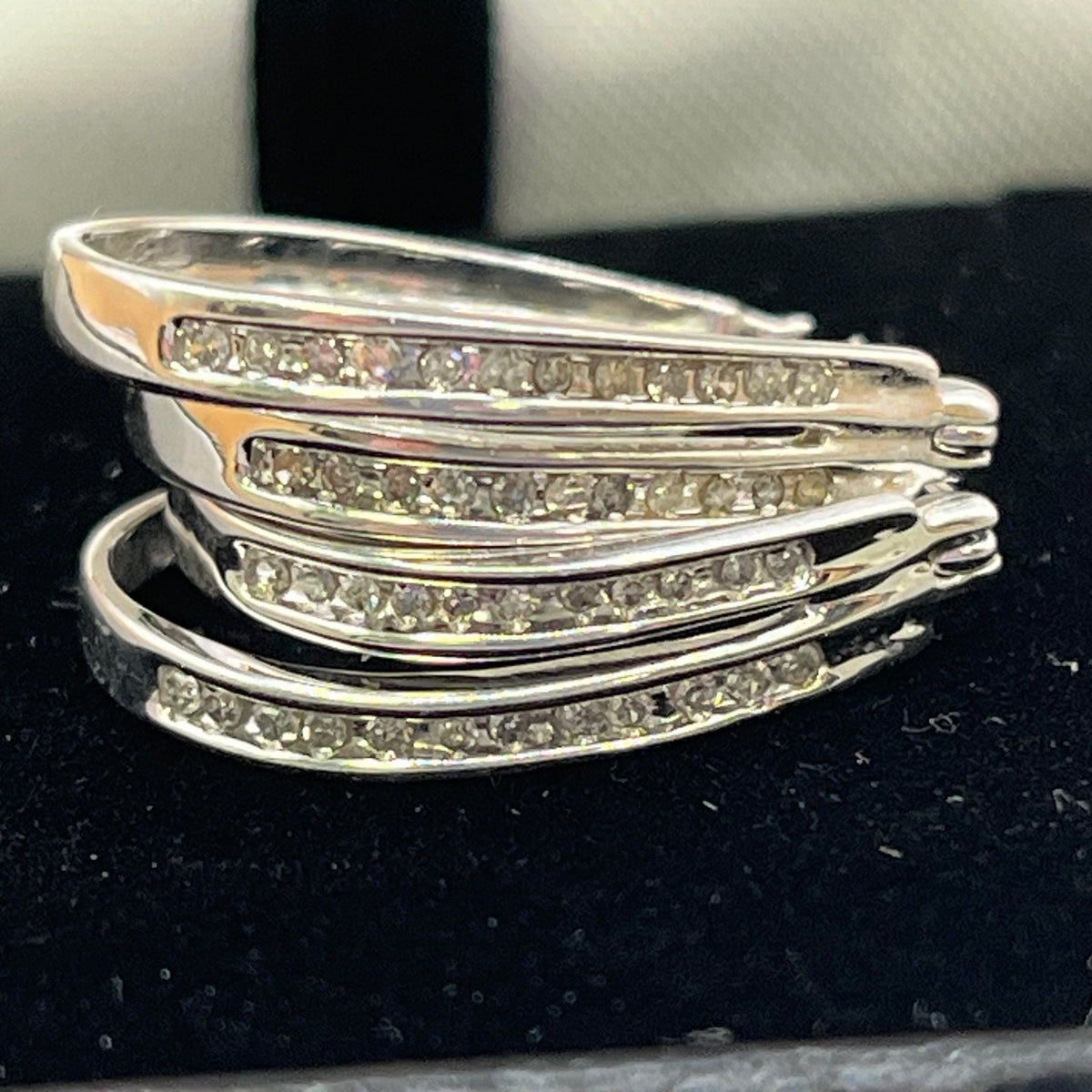 9ct White Gold Oval Diamond Hoop Earrings