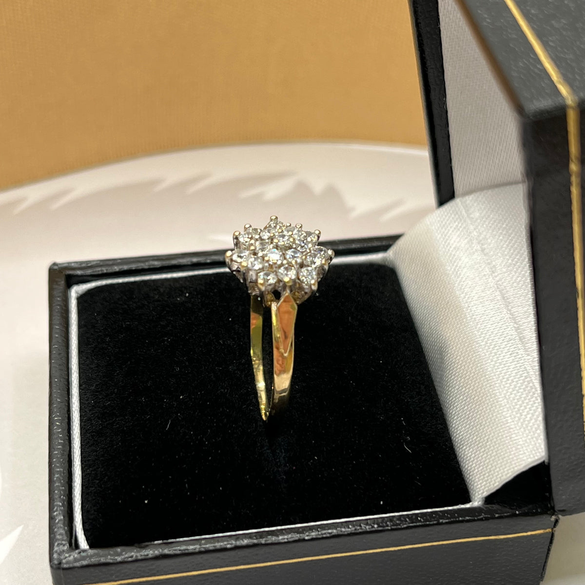 9ct Yellow Gold CZ Cluster Ring