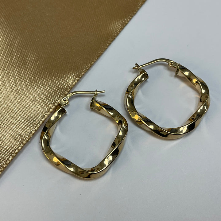 9ct Yellow Gold Twist Hoop Earrings