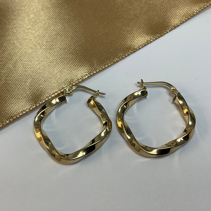 9ct Yellow Gold Twist Hoop Earrings