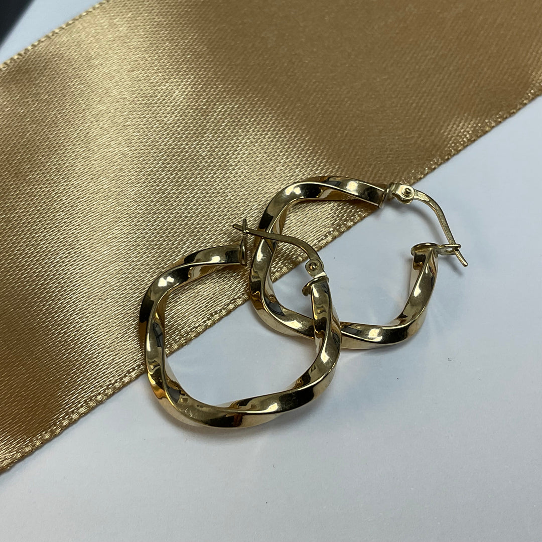 9ct Yellow Gold Twist Hoop Earrings