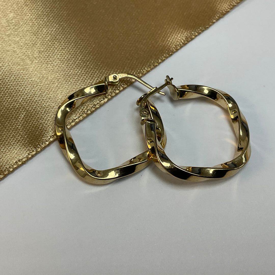 9ct Yellow Gold Twist Hoop Earrings