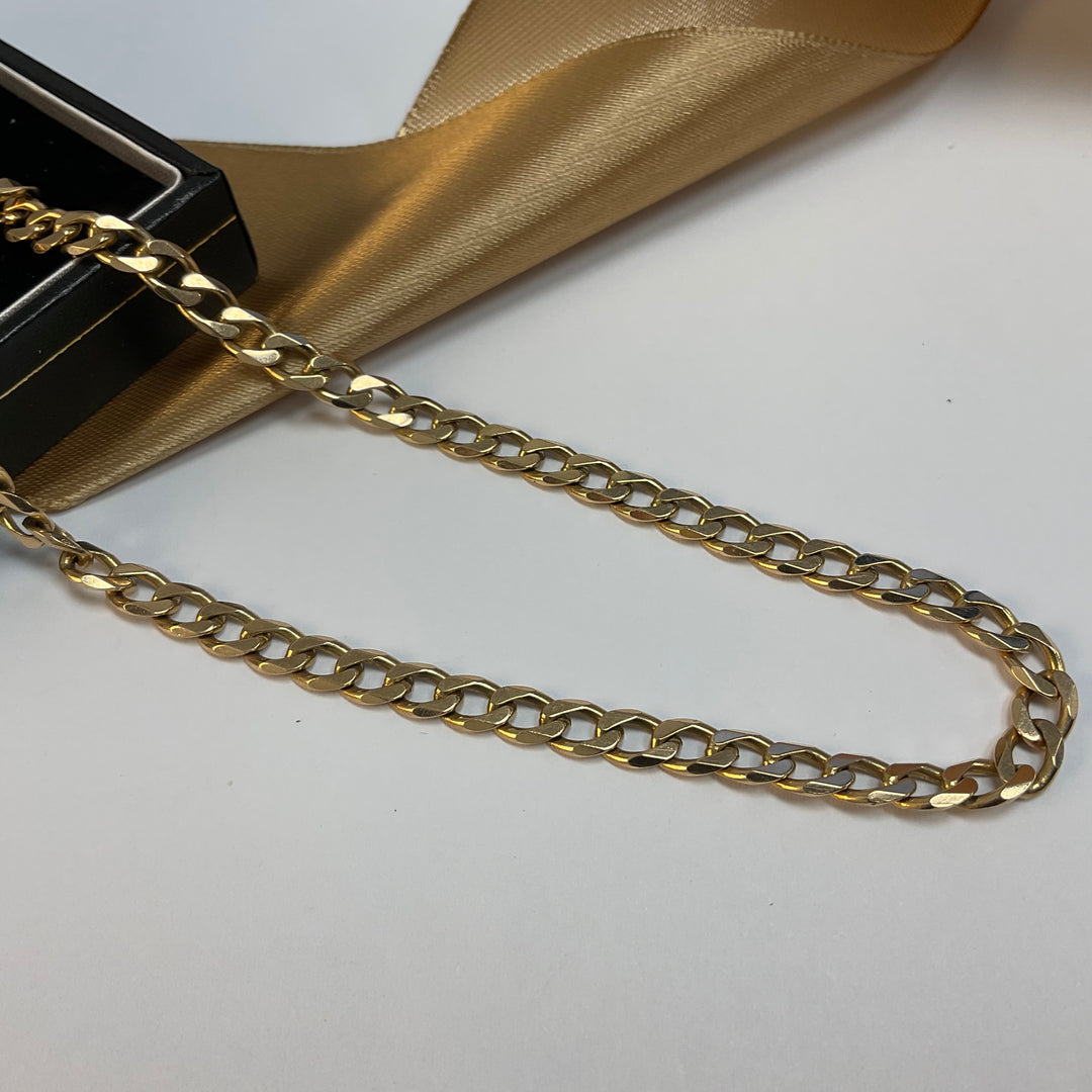 9ct Yellow Gold Curb Chain - 18 Inch