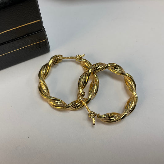 9ct Yellow Gold Twist Hoop Earrings