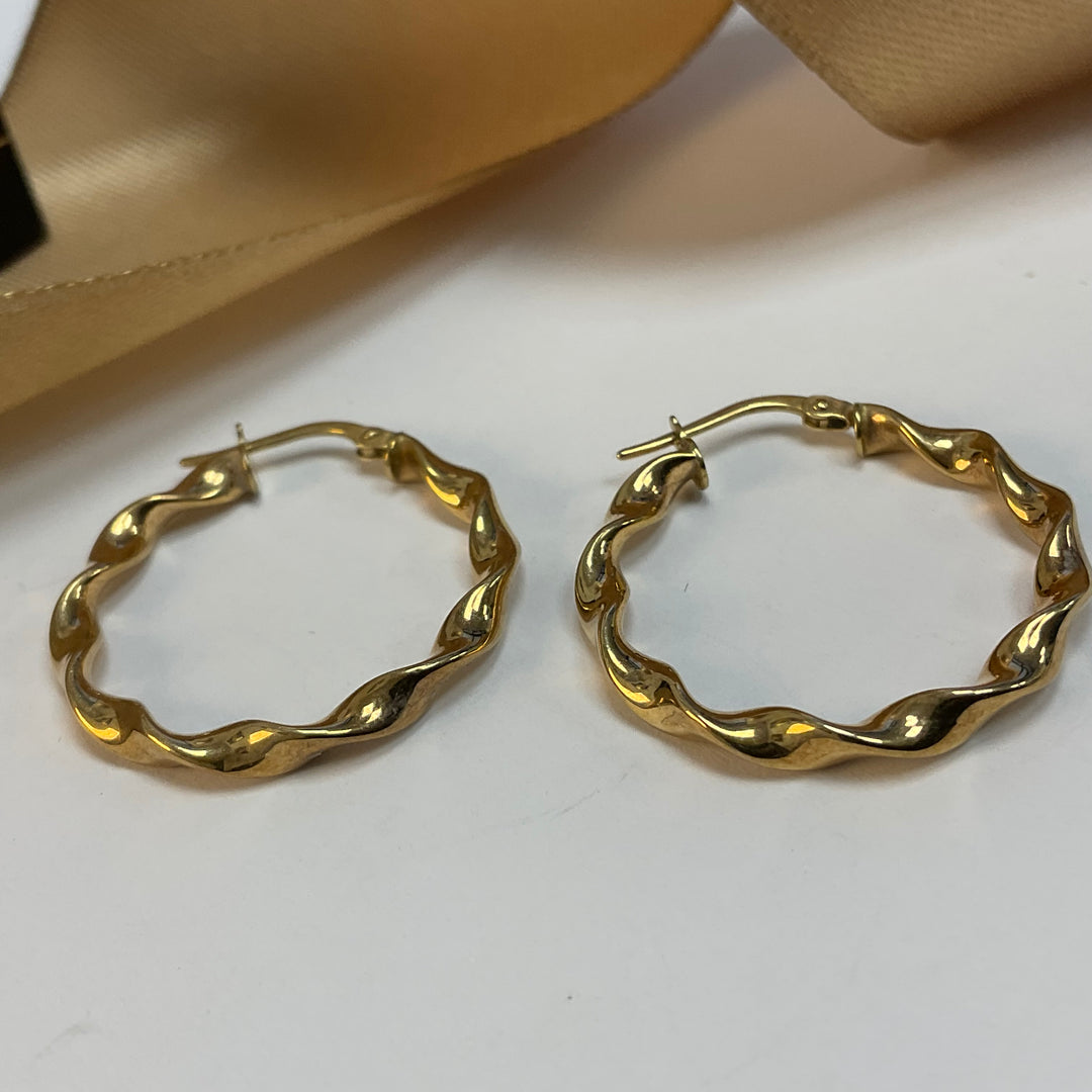 9ct Yellow Gold Twist Hoop Earrings