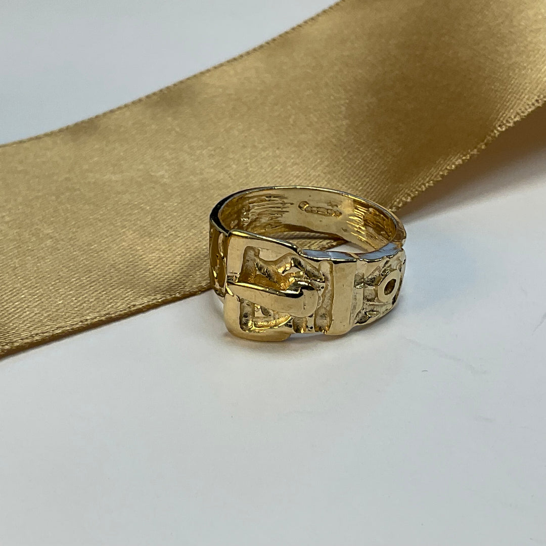 9ct Yellow Gold Buckle Ring Mans Ring