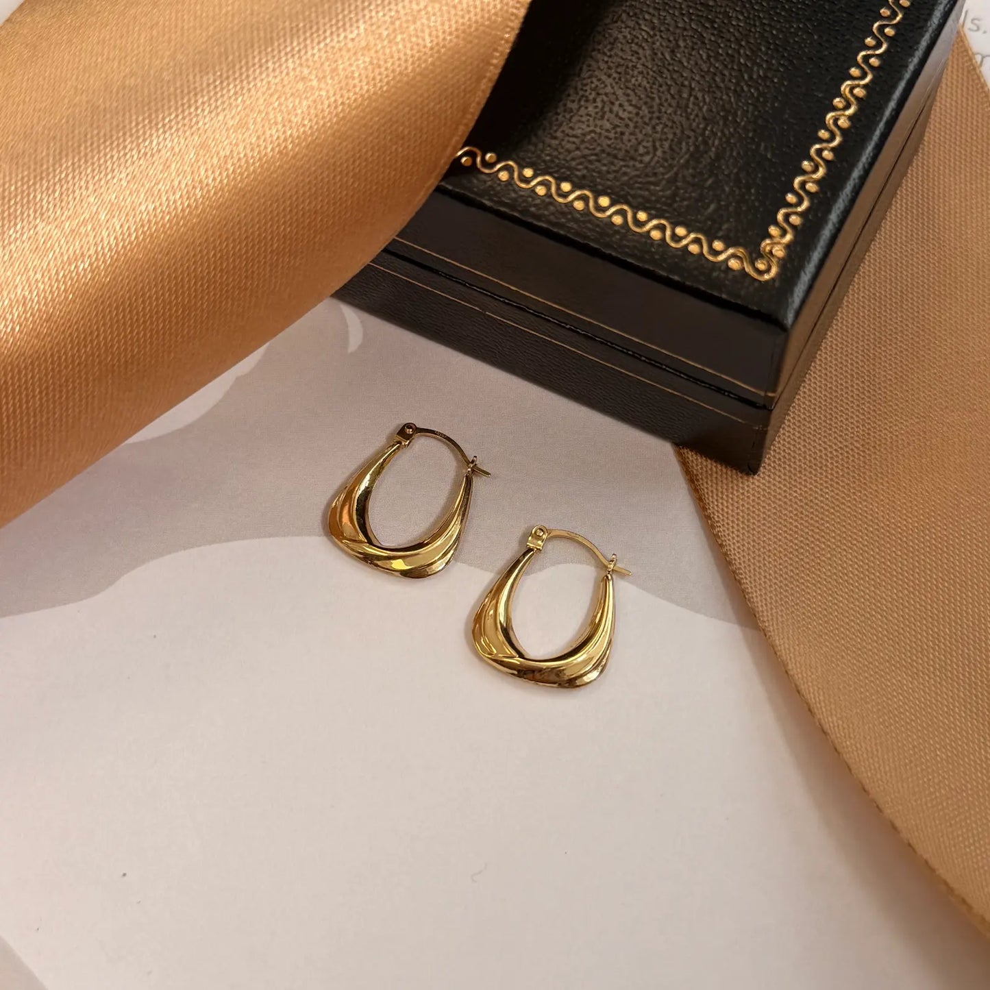 9ct Yellow Gold Teardrop Hoop Earrings