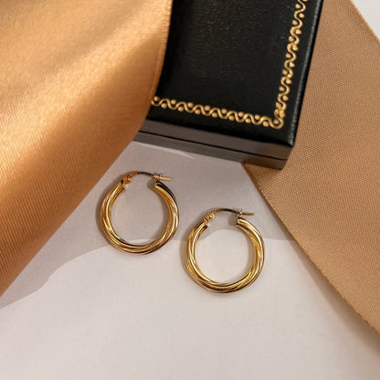 9ct Yellow Gold Twisted Hoop Earrings