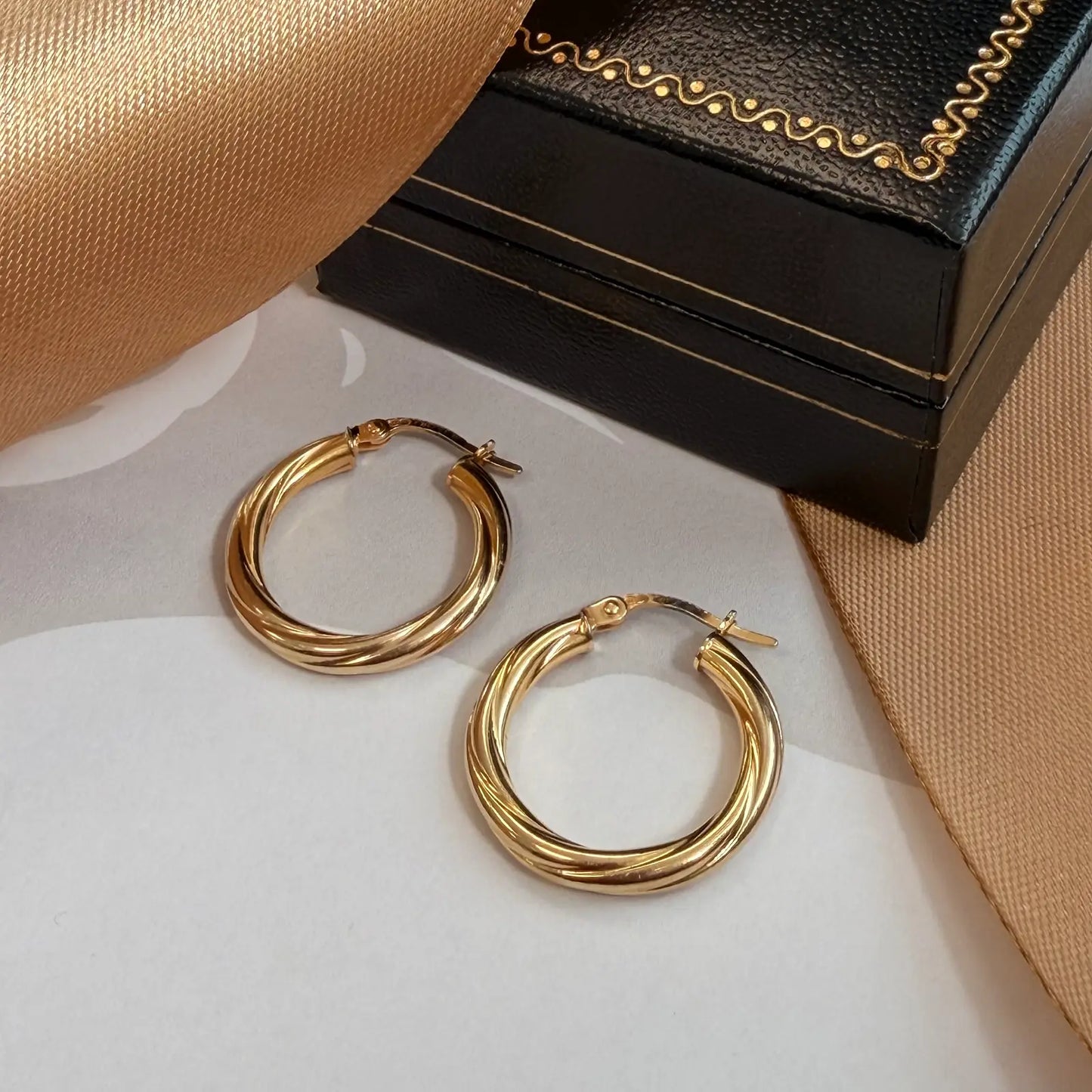 9ct Yellow Gold Twisted Hoop Earrings