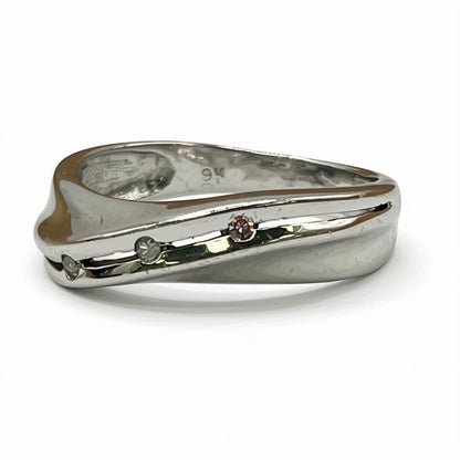 9ct White Gold Three Stone Diamond Twist Ring
