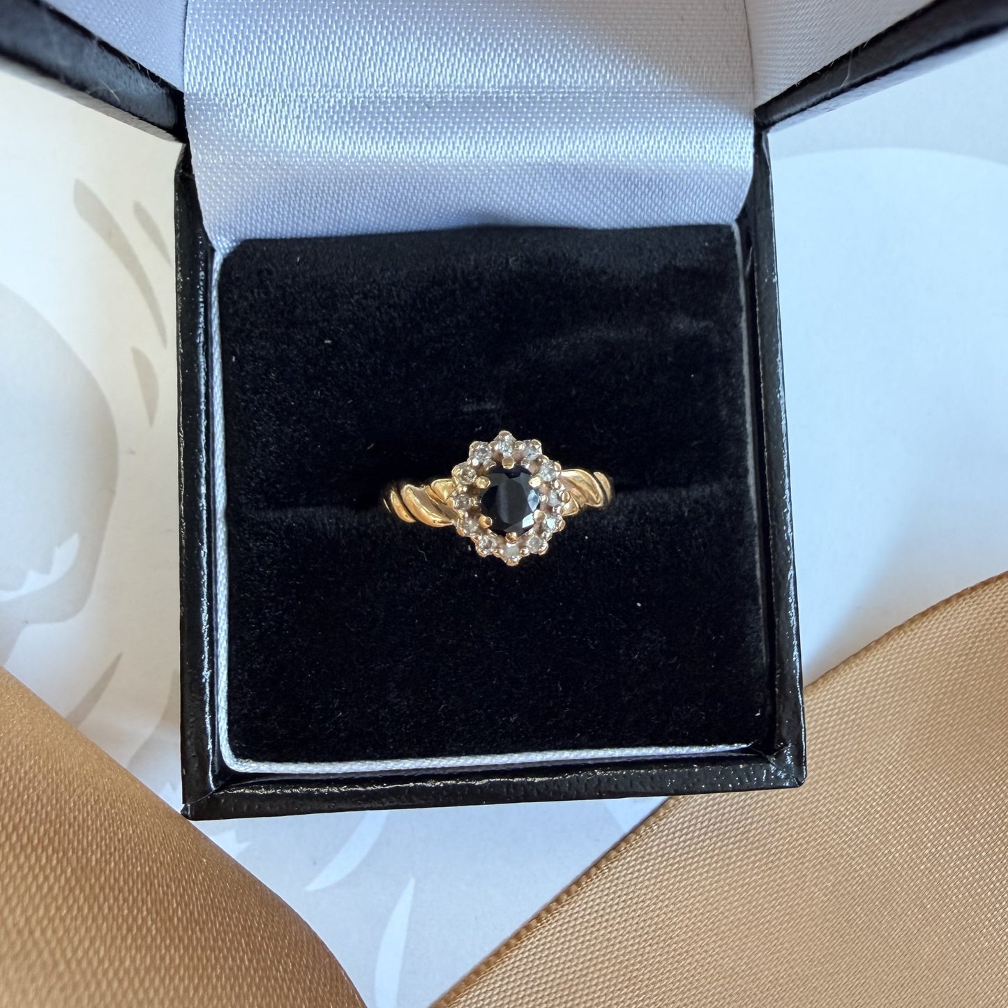9ct Yellow Gold Sapphire and Diamond Cluster Ring