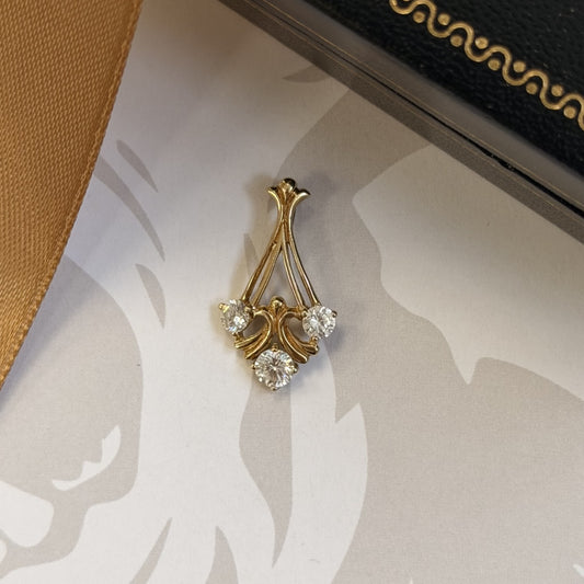 9ct Gold Three-Stone CZ Pendant
