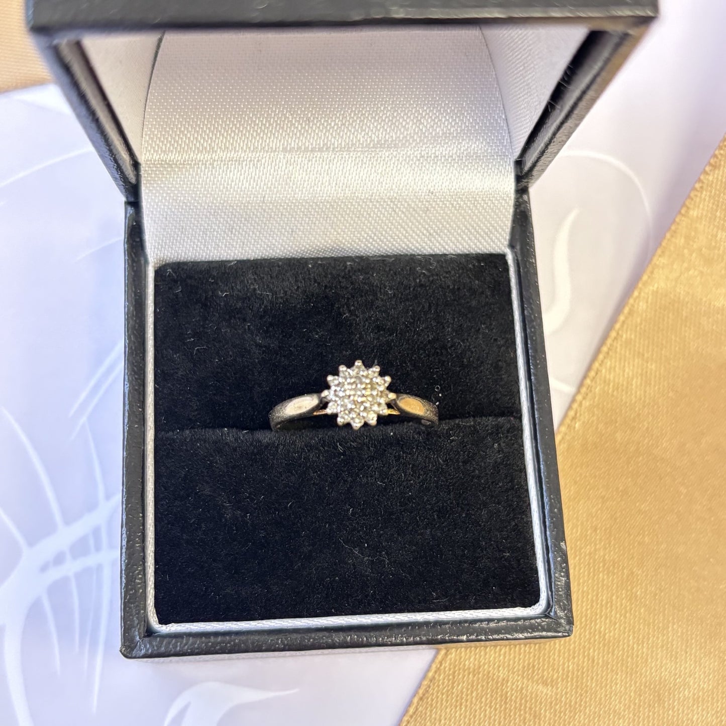 9ct Yellow Gold Diamond Cluster Ring