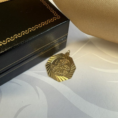 9ct Gold St Christopher Pendant Charm