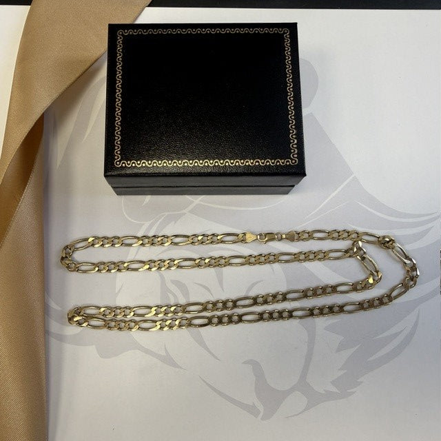 9ct Gold Figaro Chain Solid Gold Chain - 26 Inch