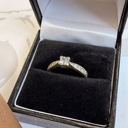 9ct White Gold Princess-Cut Diamond Ring