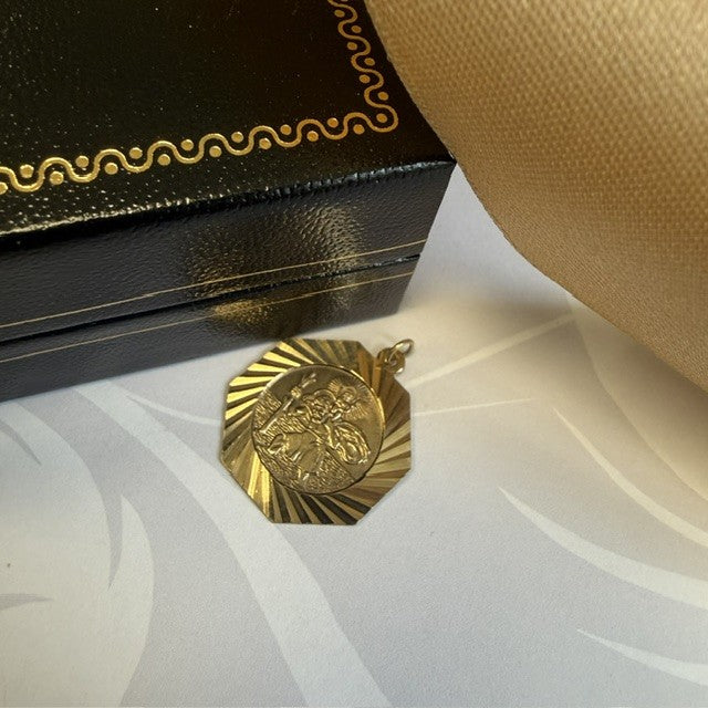 9ct Gold St Christopher Pendant Charm