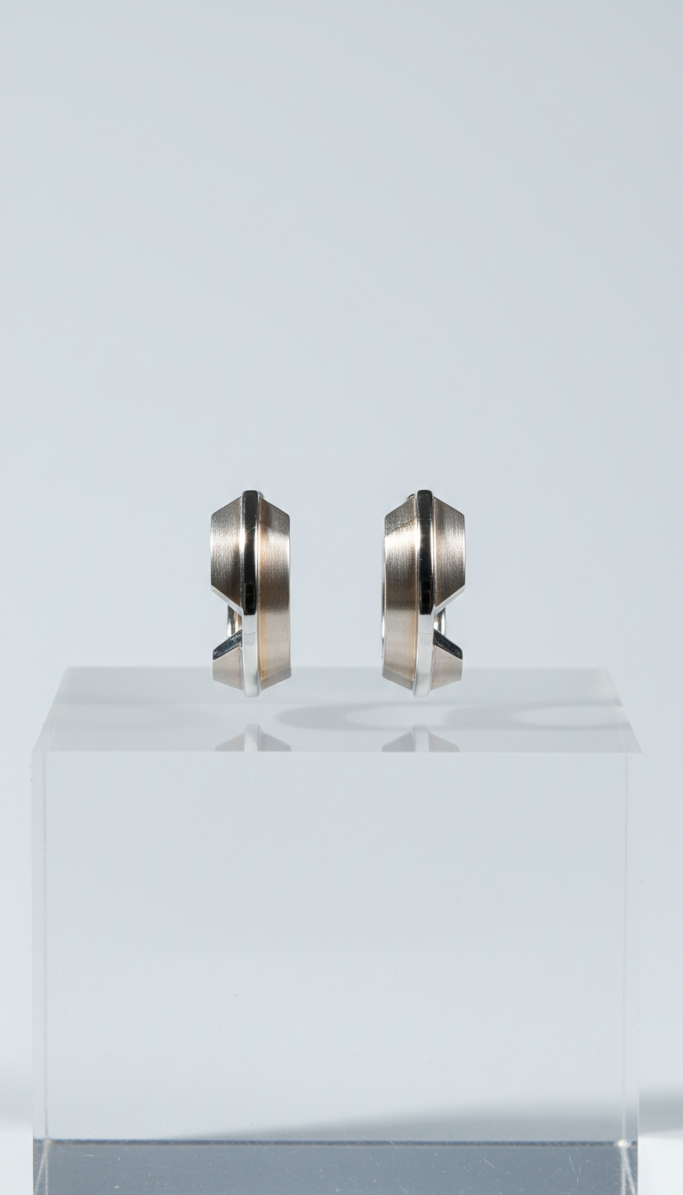 Platinum Geometric Hoop Earrings