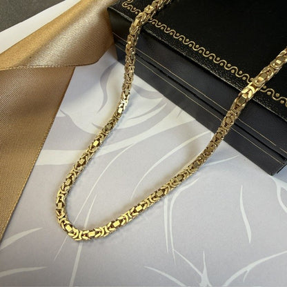 9ct Gold Byzantine Necklace Solid Gold Chain - 30 Inch