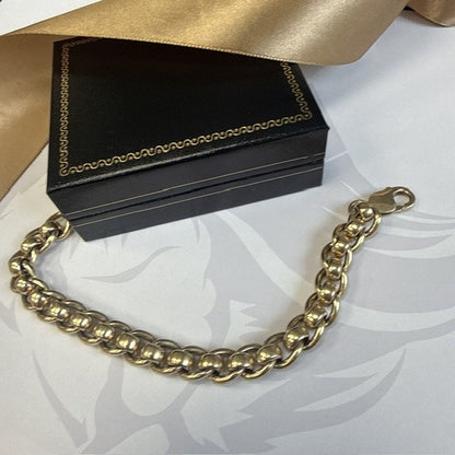 9ct Gold Rollerball Solid Gents Bracelet - 7.5 Inch