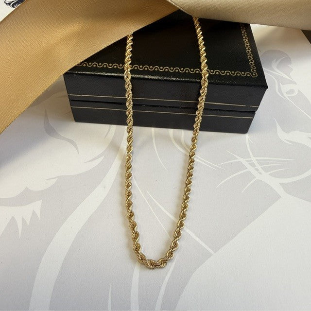 9ct Gold Rope Chain Solid Gold - 28 Inch