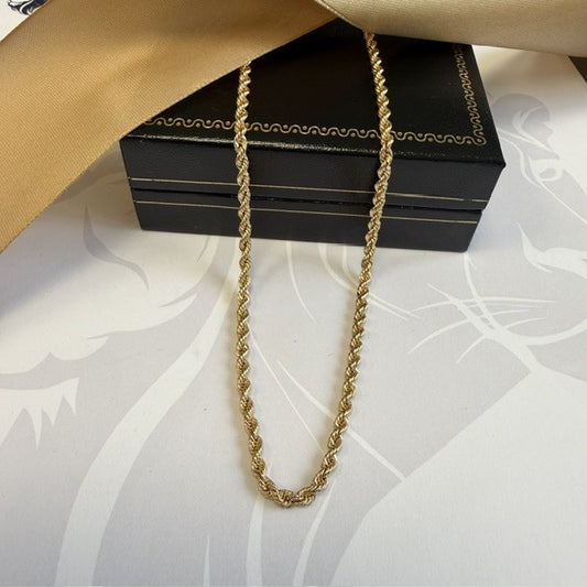 9ct Gold Rope Chain Solid Gold - 28 Inch