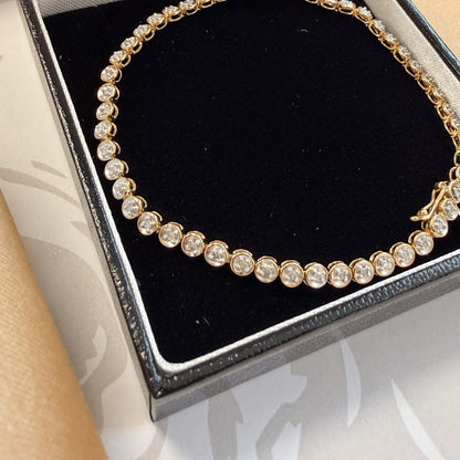 9ct Yellow Gold Natural Diamond Tennis Bracelet