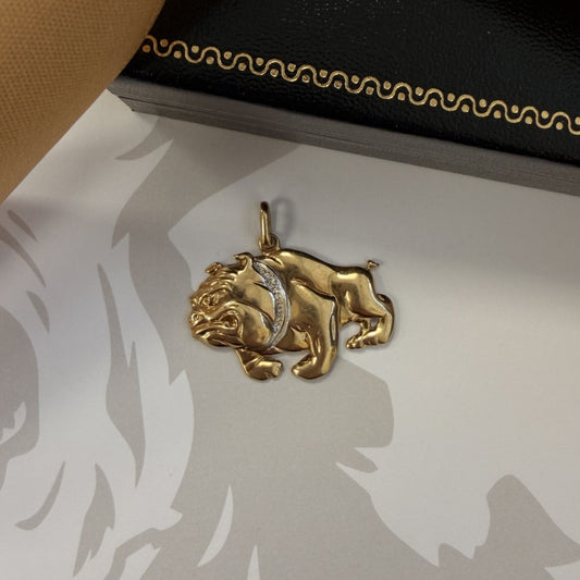 Vintage 9ct Yellow Gold Bulldog Pendant