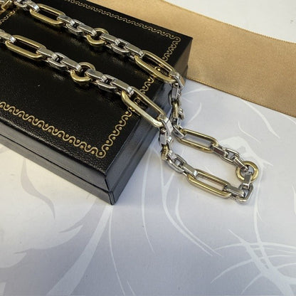 9ct Gold Yellow and White Chunky Fancy Link Chain - 20 Inch