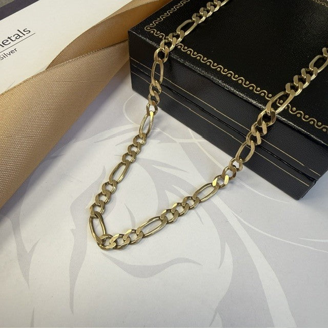 9ct Gold Figaro Chain Solid Gold Chain - 26 Inch