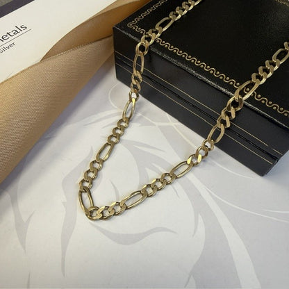 9ct Gold Figaro Chain Solid Gold Chain - 26 Inch