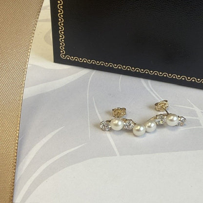 9ct Gold Pearl Drop Stud Earrings