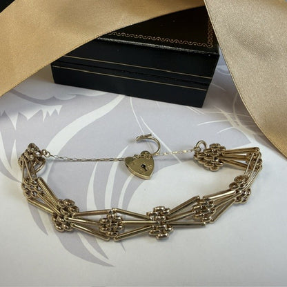 9ct Yellow Gold Gate Bracelet - 7 Inch