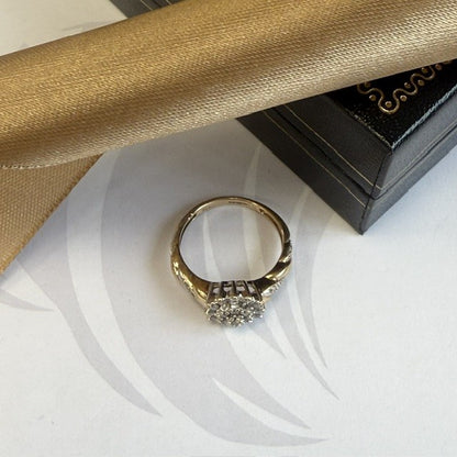 9ct Yellow Gold Diamond Cluster RIng