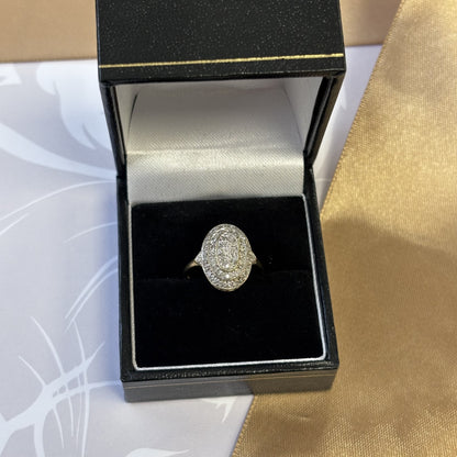 9ct Yellow Gold Diamond Oval Cluster Ring