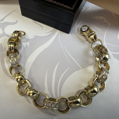 9ct Gold Heavy Gents Belcher Bracelet - 9.5 Inch