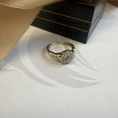 9ct Yellow Gold Diamond Cluster RIng
