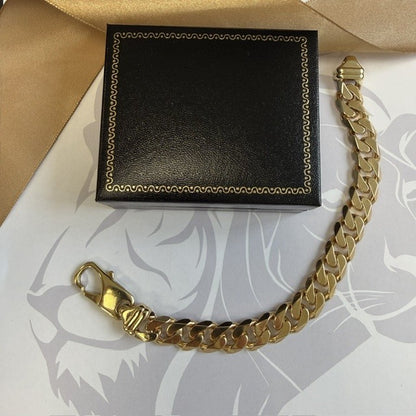 9ct Gold Heavy Gents Curb Bracelet Solid Gold Mans Bracelet - 9 Inch