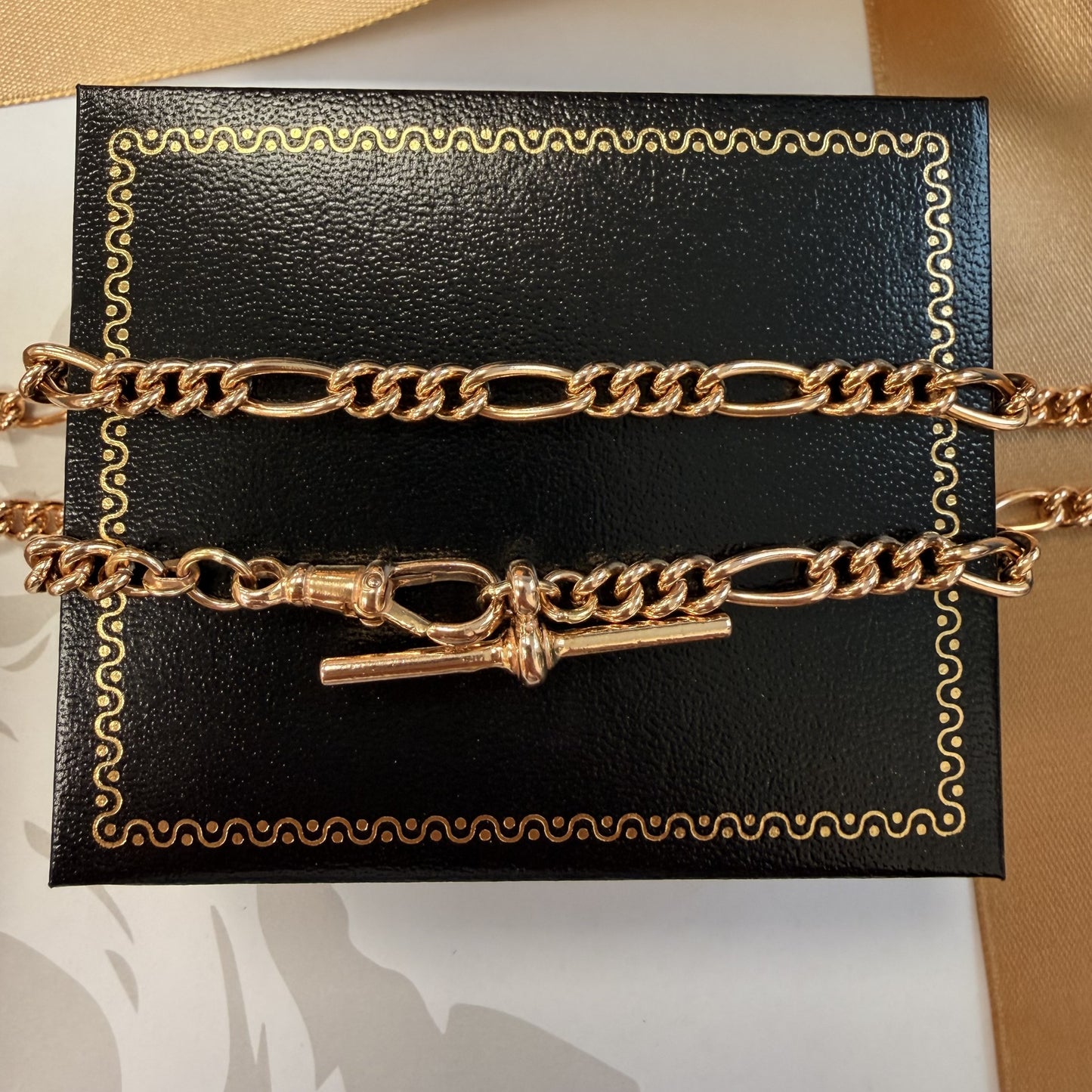 9ct Rose Gold Albert Chain with T-Bar - 18 Inch
