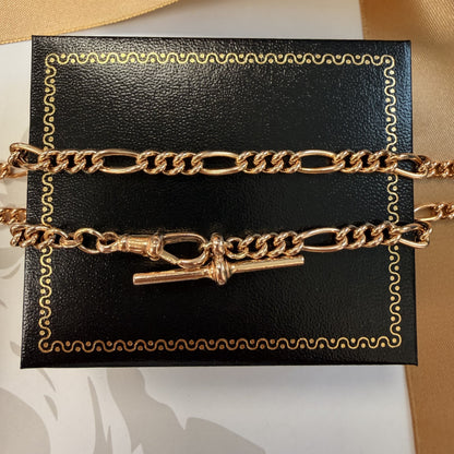9ct Rose Gold Albert Chain with T-Bar - 18 Inch
