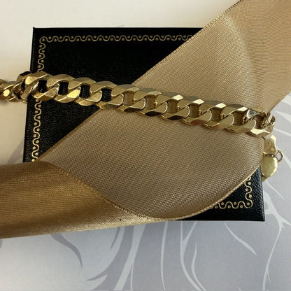 9ct Curb Bracelet Heavy Gents Curb Solid Gold Bracelet - 8.5 Inch