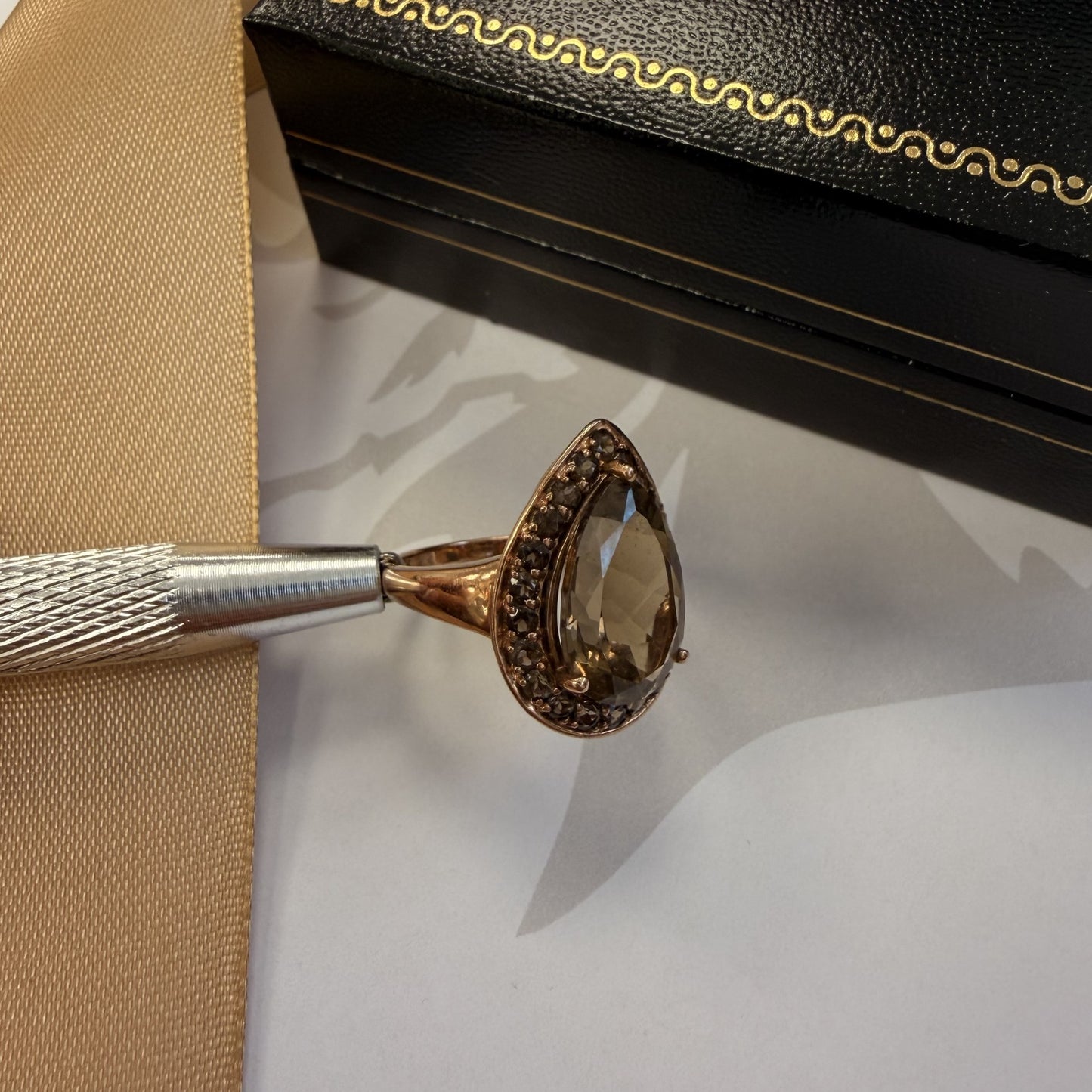 9ct Rose Gold Pear Cut Halo Ring