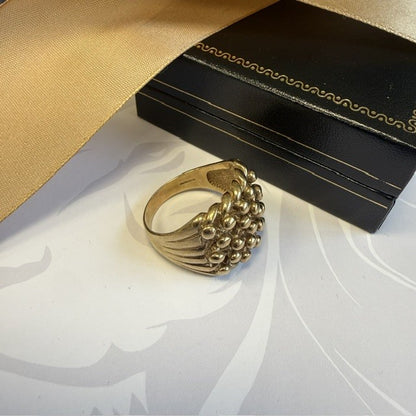 9ct Gold Gents 5 Row Keeper Ring Solid Gold