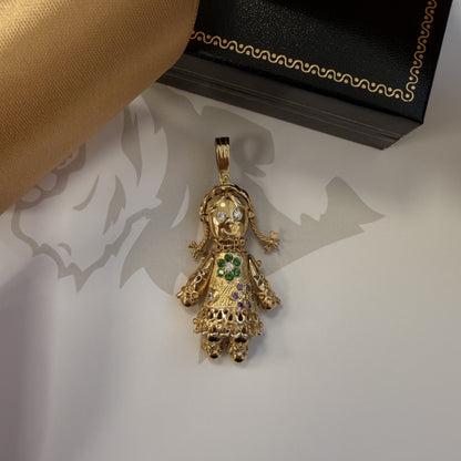 9ct Yellow Gold Articulated Doll Pendant