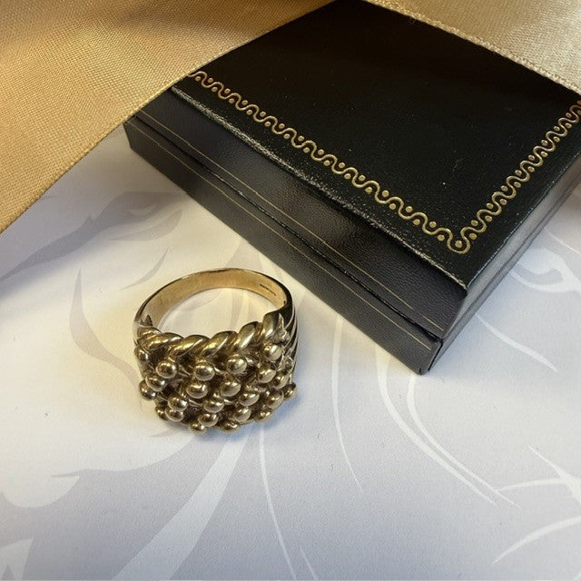 9ct Gold Gents 5 Row Keeper Ring Solid Gold